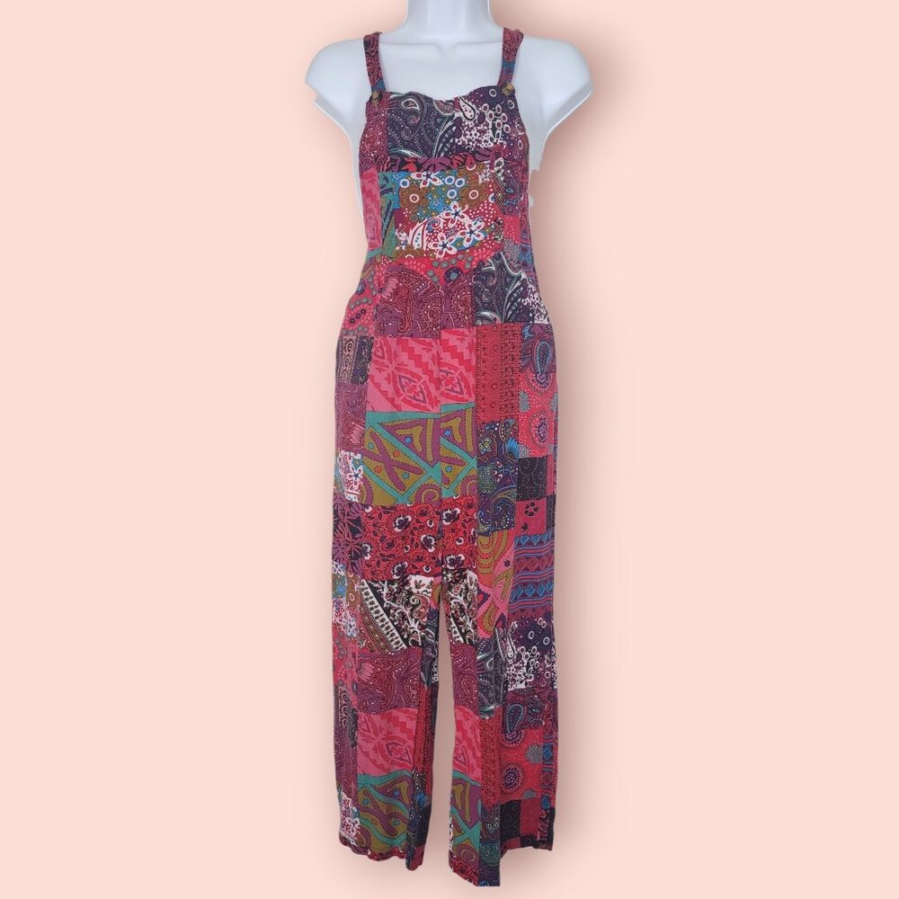 Bohemian patchwork vintage style hippie jumpsuit overalls size M